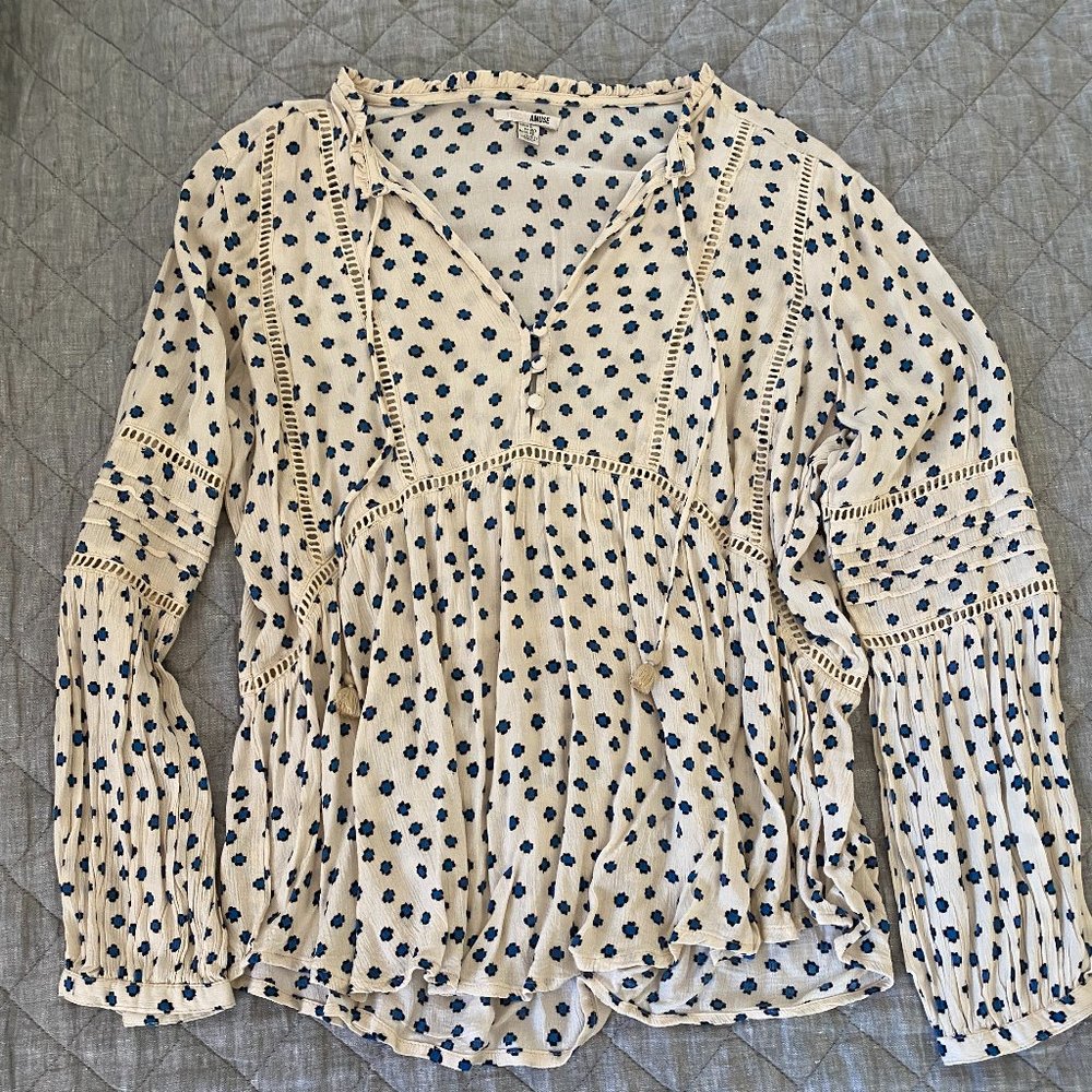 Patterned Peasant Blouse